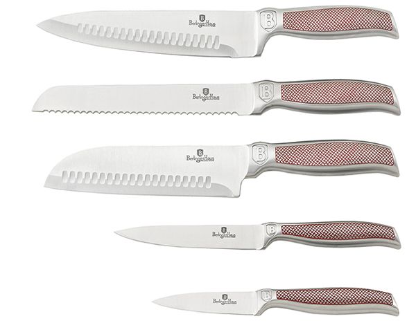 Berlinger Haus 5-Piece Stainless Steel Kikoza Collection Knife Set with Stand Brown