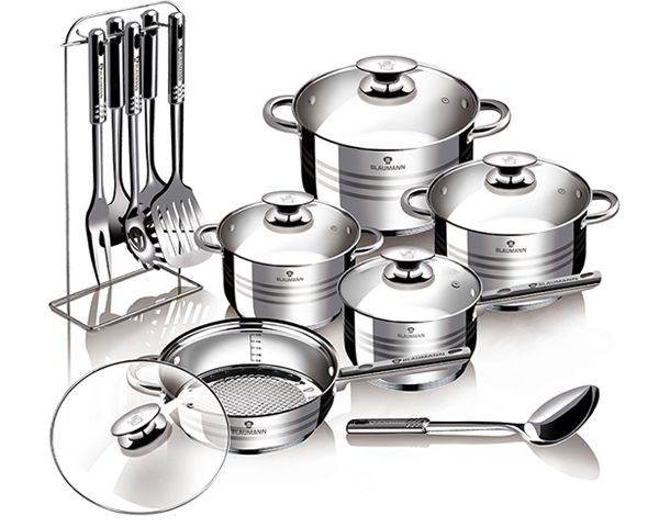 Blaumann 17-Piece Stainless Steel Induction Bottom Jumbo Cookware Set