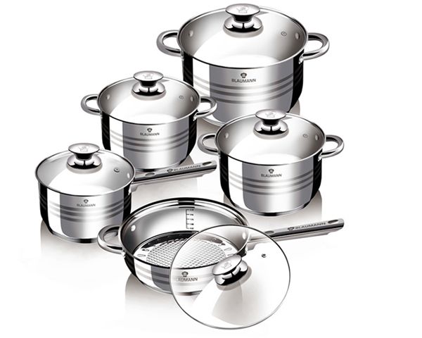 Blaumann 10-Piece Stainless Steel Induction Bottom Jumbo Cookware Set