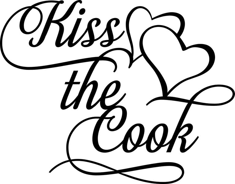 Vinyl Lady Decals Kiss the Cook Kitchen Quote Wall Art Sticker Black