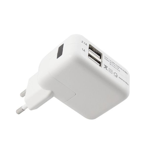 USB 2 Port Travel Charger - White