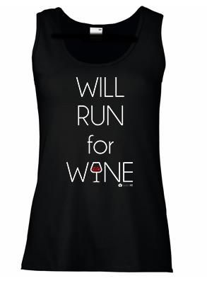 SweetFit- Will Run for Wine Ladies Black Vest