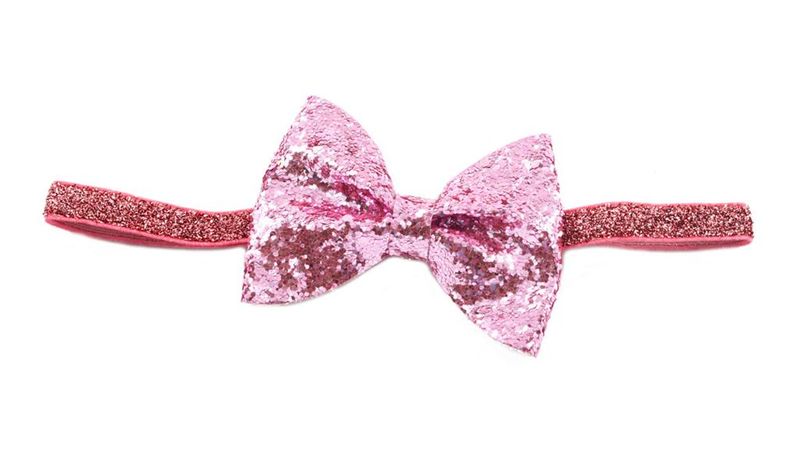 Handmade Shimmery Bow Headband - Pink (3 months - 7 years)