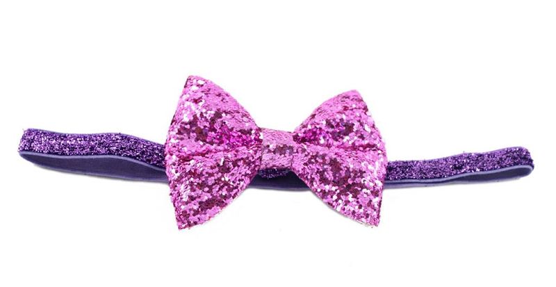 Handmade Shimmery Bow Headband - Purple (3 months - 7 years)