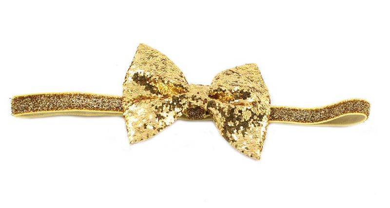 Handmade Shimmery Bow Headband - Gold (3 months - 7 years)