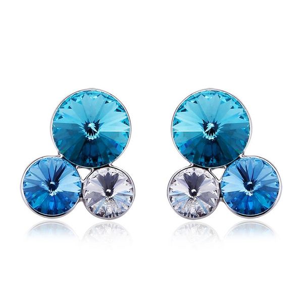 Romantico 3 Stud Earrings Made With Swarovski Crystals - DJ-20764-BLU