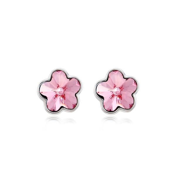 Flower Stud Earrings Made With Swarovski Crystals - DJ-20260-LR