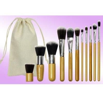 11-Piece Bamboo Make-Up Brush Set