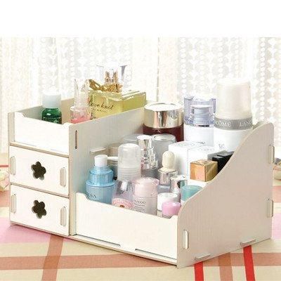 DIY Wooden Makeup Cosmetic Organiser - White
