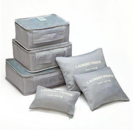 Six-Piece Travel Luggage Organiser Set - Grey
