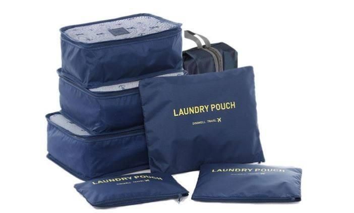 Six-Piece Travel Luggage Organiser Set - Navy Blue