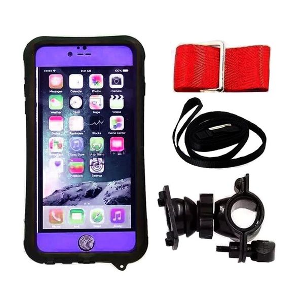 Sports Smartphone Waterproof Case with Bicycle Mount &amp; Strap for iPhone 6S Plus - Blue