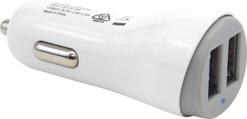 3SIXT 4.8A Dual Lightning USB Car Charger With Cable - White/Grey