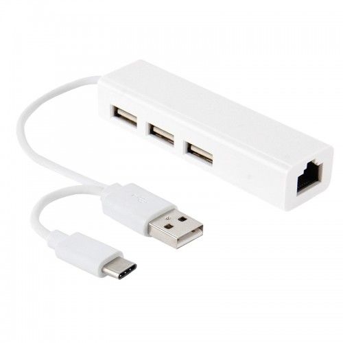 Tuff-Luv USB-C With 3 Ports 3.0 HUB And Ethernet Port Adapter - White