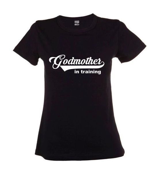 Godmother In Training Ladies Round Neck T-Shirt - Black