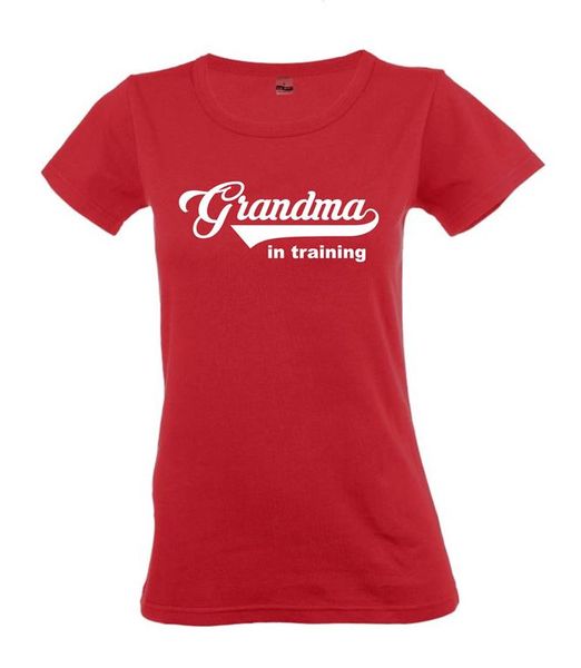 Grandma In Training Ladies Round Neck T-Shirt - Red