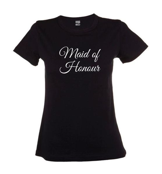 Maid Of Honour Ladies Round Neck T-Shirt - Black