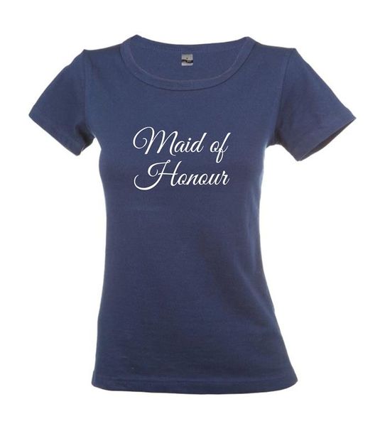 Maid Of Honour Ladies Round Neck T-Shirt - Navy