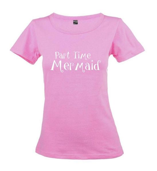 Part Time Mermaid Ladies Round Neck T-Shirt - Pink