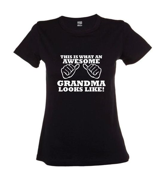 This Is What An Awesome Grandma Looks Like Ladies Round Neck T-Shirt - Black