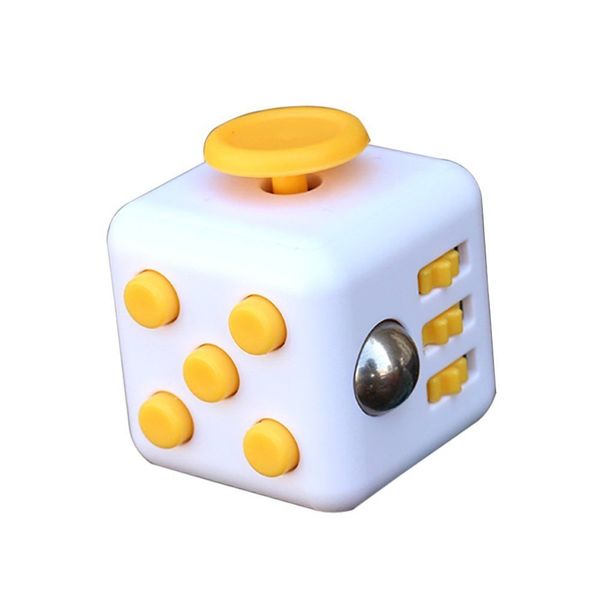 Stress Toy Inspired By The Fidget Cube 6 Sided - White And Yellow