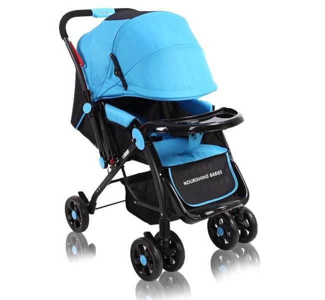Baby Stroller Pram with Lift Up Foot Rest &amp; Multi-Position Reclining Backrest - Purple (Large)