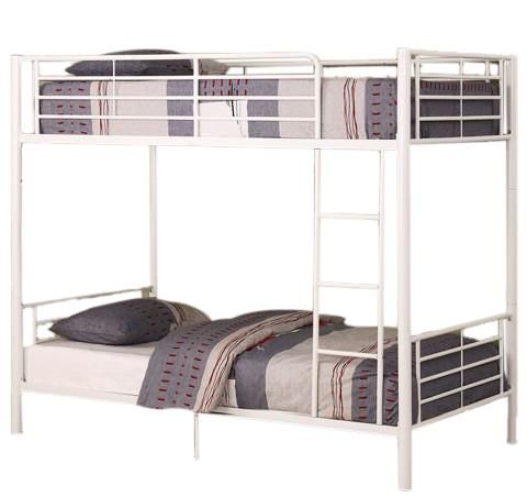 Hazlo Single Over Metal Bunk Bed with Ladder - White
