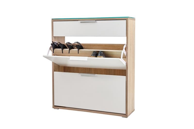 Hazlo Shoe Storage with 2 Doors & Drawer Oak White