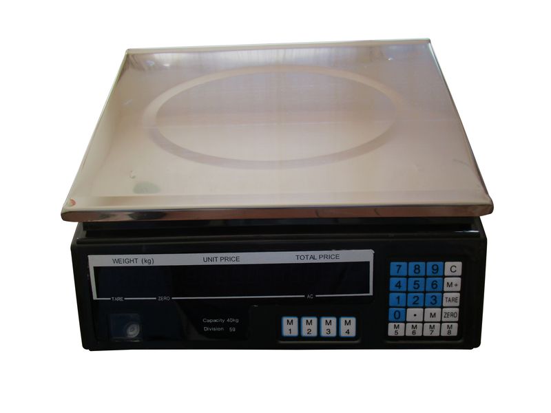 Digital Price Computing Scale (40kg) - Kitchen &amp; Industrial Use with New LED Display (Rystel)