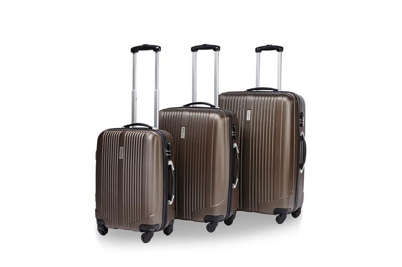 Hazlo 3 Piece Abs Trolley Luggage Bag Set (Small, Medium, Large) - Coffee