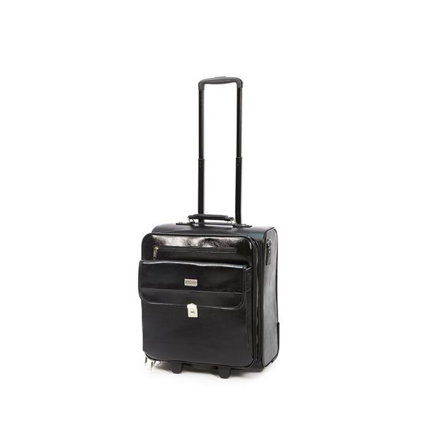 Hazlo PU Leather Trolley-Rolling Briefcase Laptop Cabin Travel Bag - Black