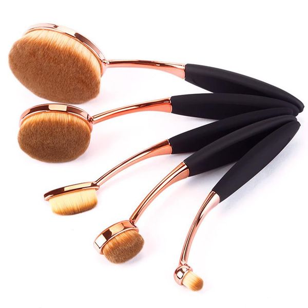 5 Piece Rose Gold Oval Brush Set