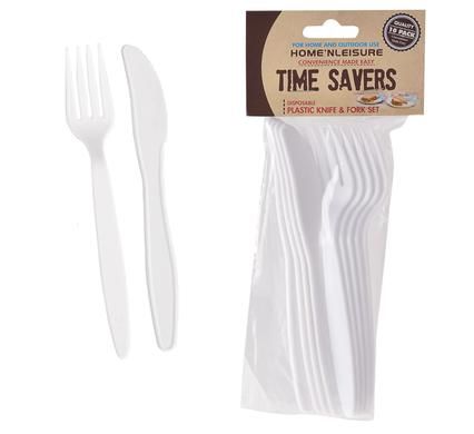 Bulk Pack 25 X Home 'N Leisure Cutlery Set Pack 10, 5 Knives &amp; 5 Forks