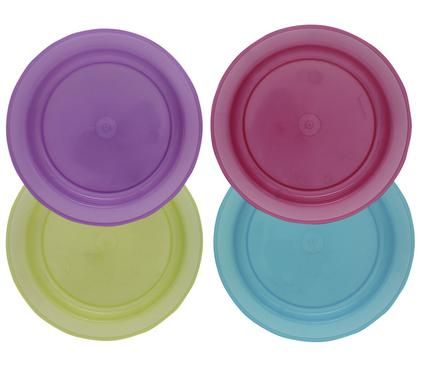 Bulk Pack 20 X Plastic Dinner Plate Assorted Colours