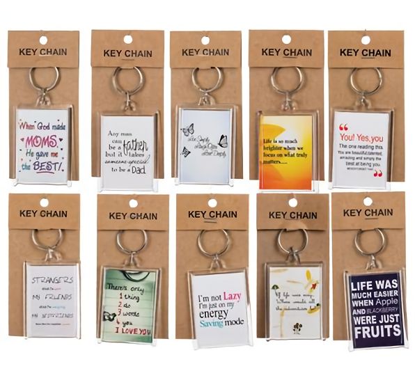 Bulk Pack 15 X Key Chain Acr Flip-Open Assorted 6.5cm x 4.5cm