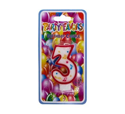 Bulk Pack 15 X Large Birthday Candle Number 3