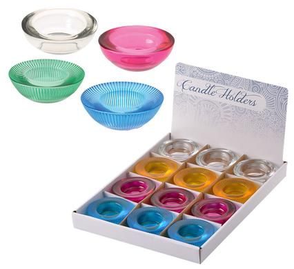 Bulk Pack 15 X Candle Holder Glass T-Lite Round 6cm
