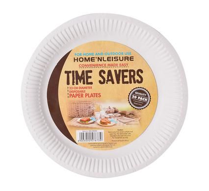 Bulk Pack 15 X Paper Plates 23cm Diameter Pack of 20