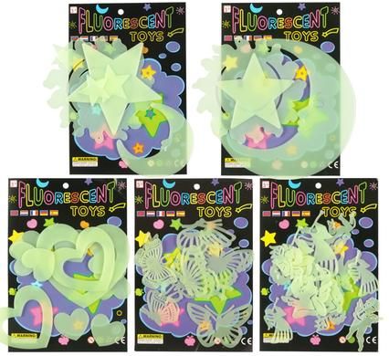 Bulk Pack 12 X Glow In The Dark Stickers Assorted Packs