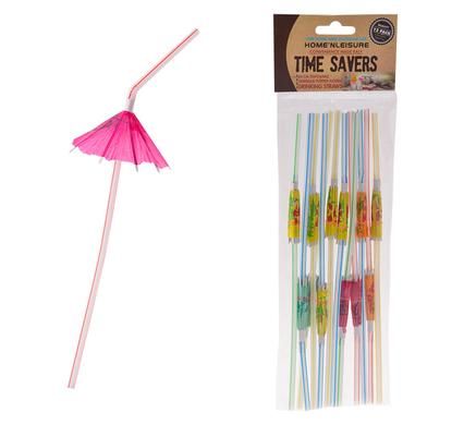 Bulk Pack 12 X Drinking Straws with Umbrella 12 Piece