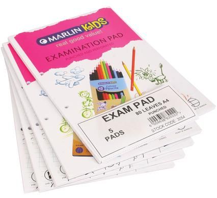 Bulk Pack 12 X Marlin A4 Exam Pad 80 Sheets Punched &amp; Perforated