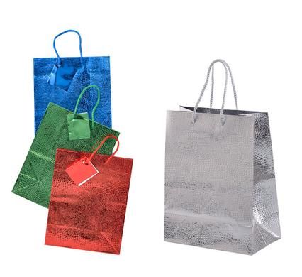Bulk Pack 12 X Assorted Medium Metallic Embossed Gift Bag 23x18cm