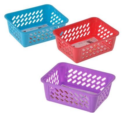 Bulk Pack 10 X Plastic Basket 12cm x 15cm x 6cm In Assorted Colours
