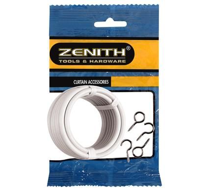 Bulk Pack 10 X Curtain Wire 2.5m + Hooks &amp; Eyes Zenith