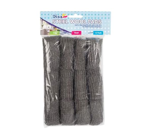 Bulk Pack 10 X Steel Wool Pads Card of 12 x 72g Pads