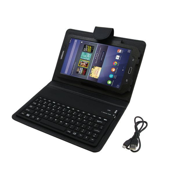 Flip Stand Leather Bluetooth Keyboard Case for Samsung Galaxy Tab 3 P3200 (7 inch) - Black