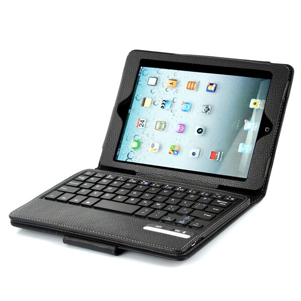 Flip Stand Leather Bluetooth Keyboard Case for IPad Min 4 - Black