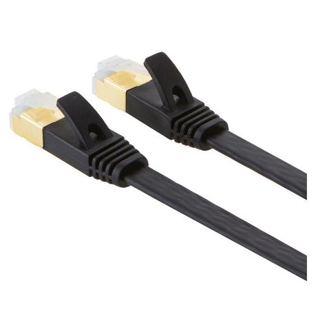 LENASH 5m CAT7 10 Gigabit Ethernet Extremist Flat Patch Cable for Modem Router LAN Network Reinforced with Shielded RJ45 Connectors Color : Black