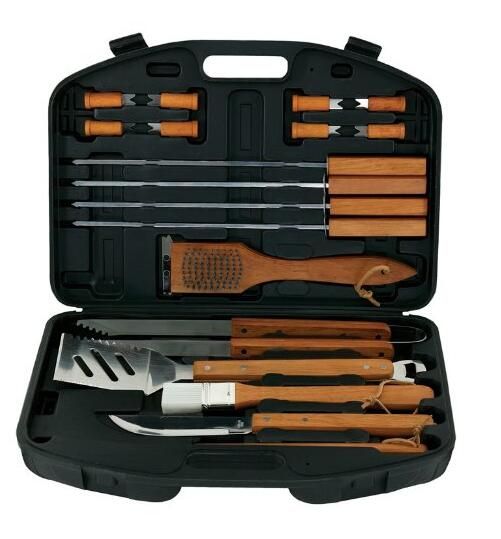 18 Piece Stainless Steel Barbecue Set with Black Storage Case