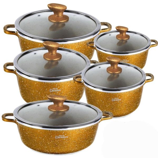 10-Piece Brown Luxury Granite Casserole Set